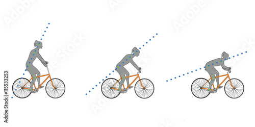 riding position on the bike in different styles. vector illustration