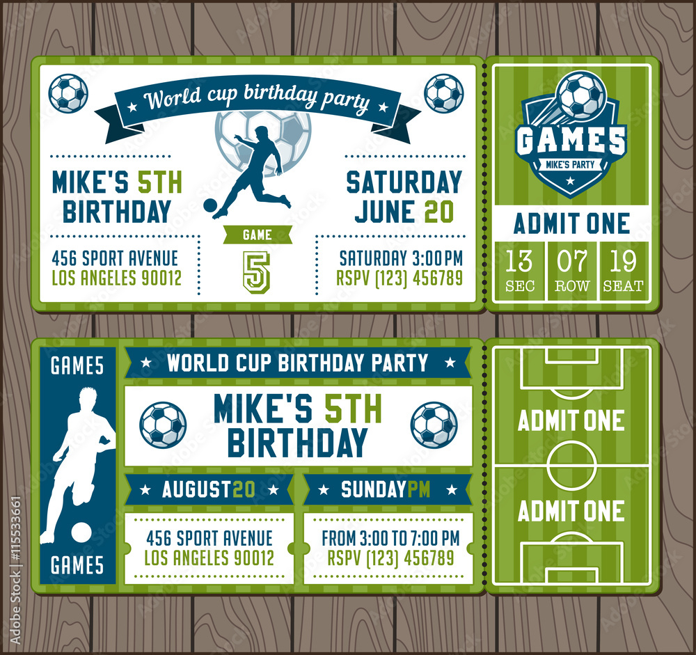 Fototapeta premium Vector Soccer Party invites