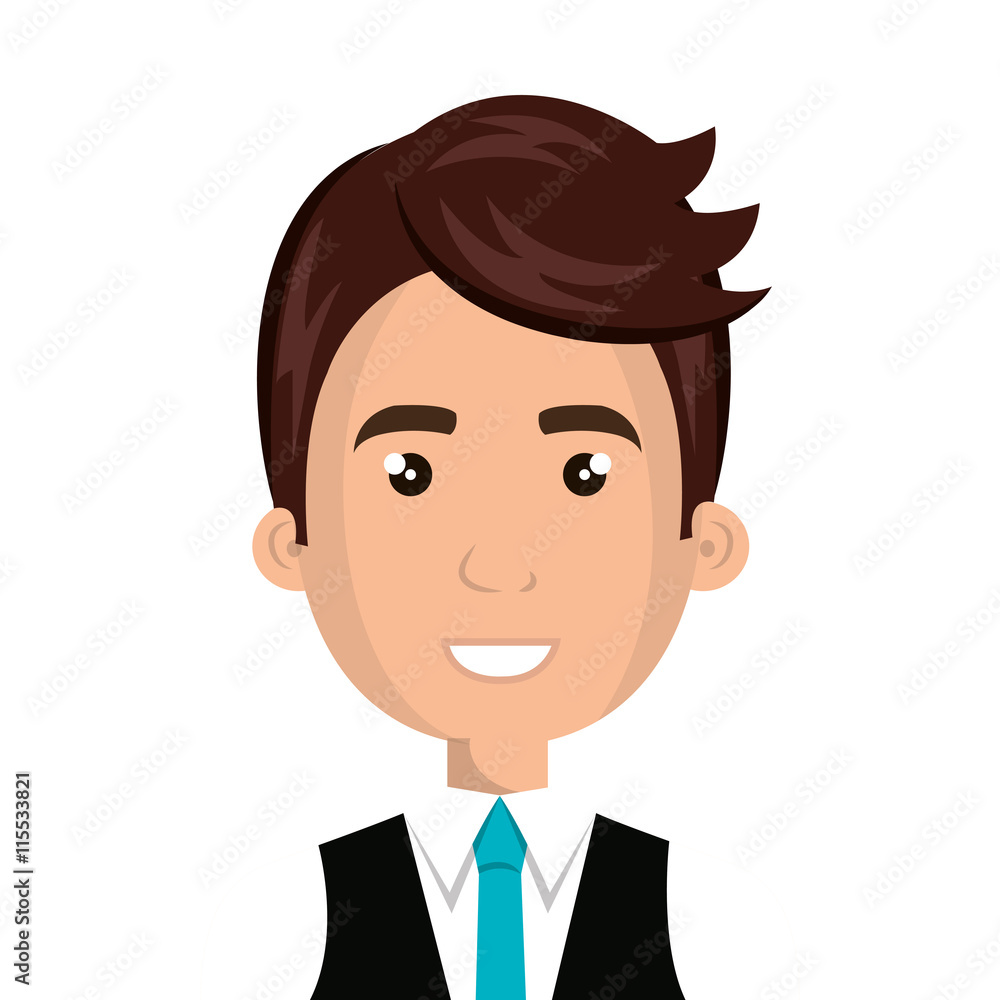 Young male with pompadour cartoon design, vector illustration graphic icon.