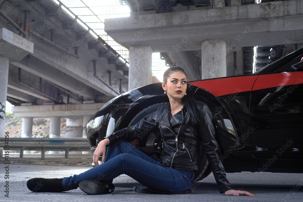 Fototapeta premium sexy woman driving a car