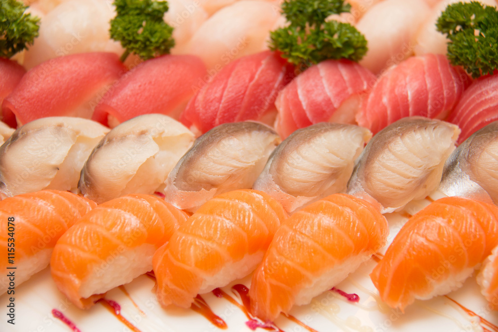 Assorted japanese sushi Assorted japanese sushi