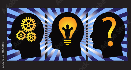 Illustration with problem solving series,human head design