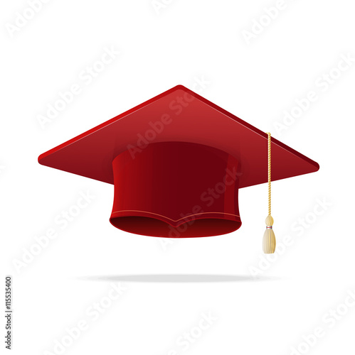 Student Hat Red Graduated. Vector