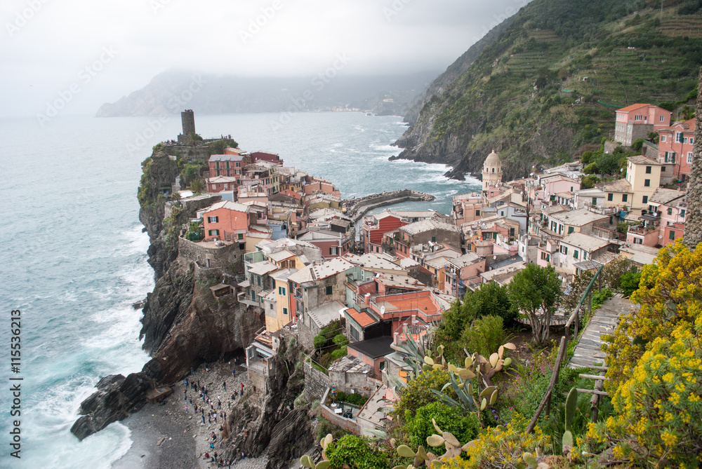 Coastline of Cinque Terre in Liguria Italy