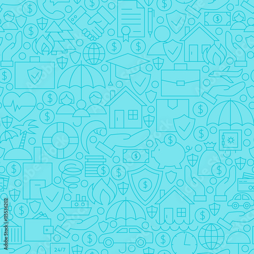 Thin Blue Insurance Line Seamless Pattern