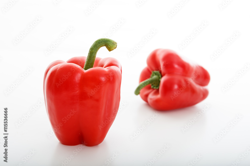 Peppers on white background