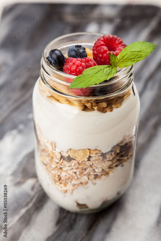 Muesli with berries dessert Muesli with berries dessert
