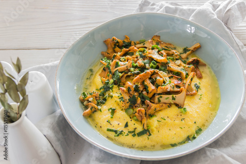Tasty polenta with mushrooms