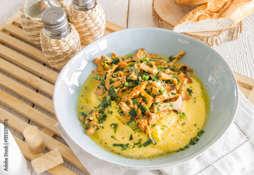 Tasty polenta with mushrooms