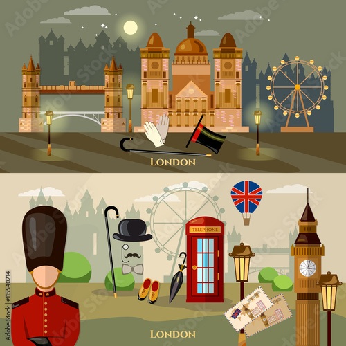 London banner historical buildings royal guards attraction