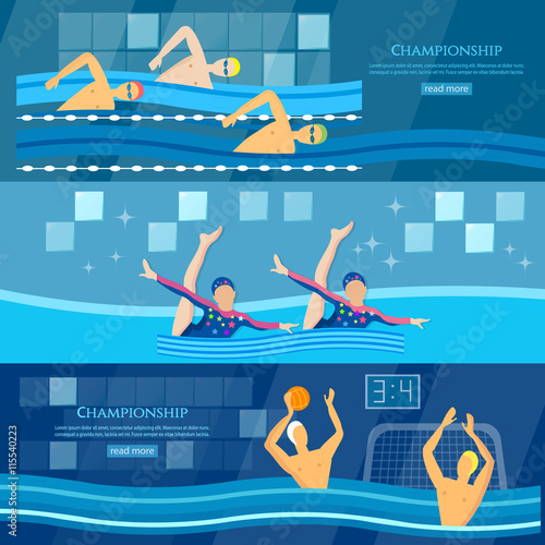 Sport swimming water polo synchronized swimming banner