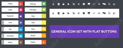 Butons set with white and dark icons. Butonns set with white and dark icons, good looking on dark and light background.