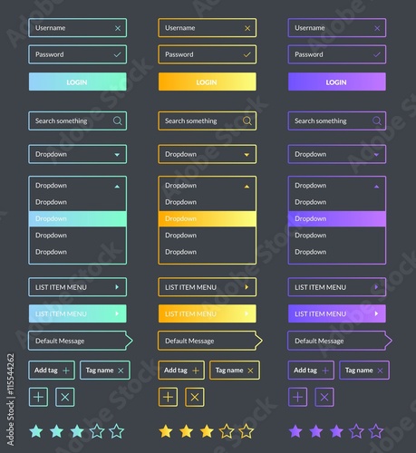 Perfect neon web mobile ui kit. Minimal ui kit web UI elements Mega Collection flat design web elements, button, check box