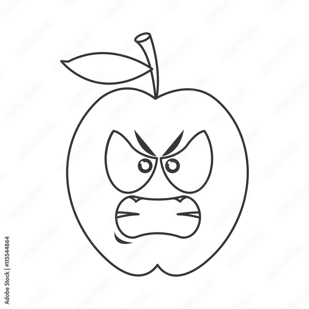 Obraz premium flat design angry apple cartoon icon vector illustration