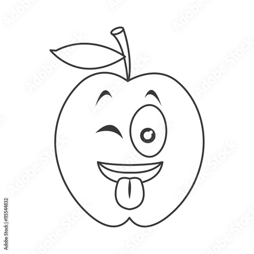 flat design wink tongue out apple cartoon icon vector illustration