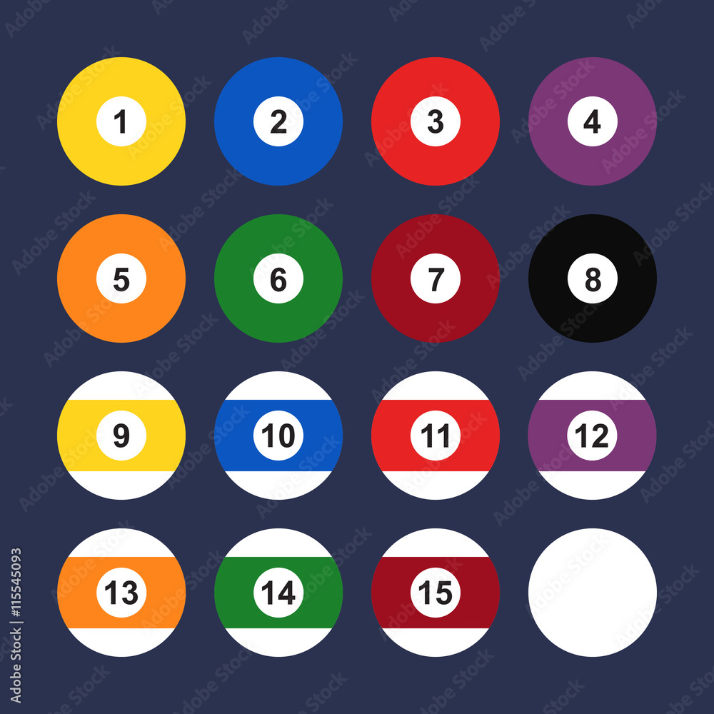 Flat icon billiard balls. Pool balls. Vector illustration.