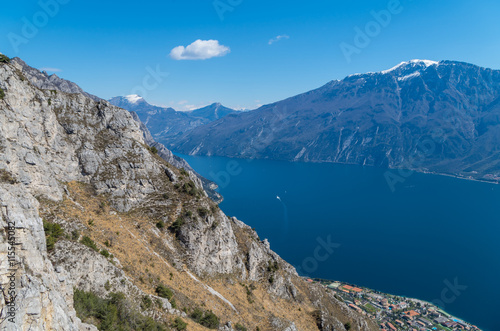 Beautiful view on Lake Garda from the mountainside  Italy