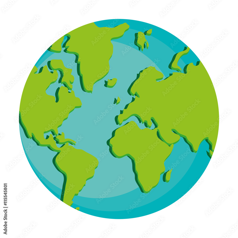 flat design earth globe icon vector illustration
