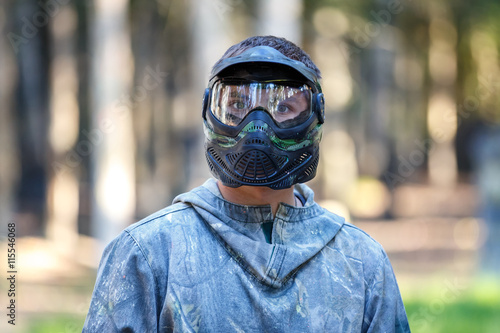 Closeup of young man in paintball mask © Vanoa2