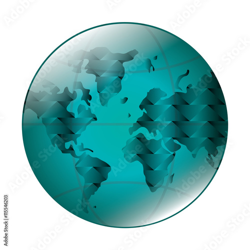 flat design earth globe with latitudes and meridians icon vector illustration