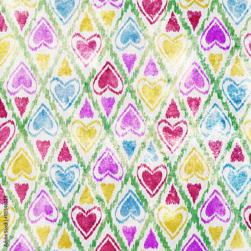 Grunge pattern with textured hearts print background