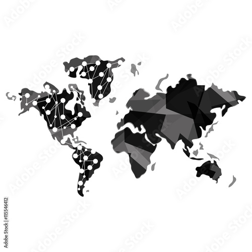 flat design geometric texture world map icon vector illustration