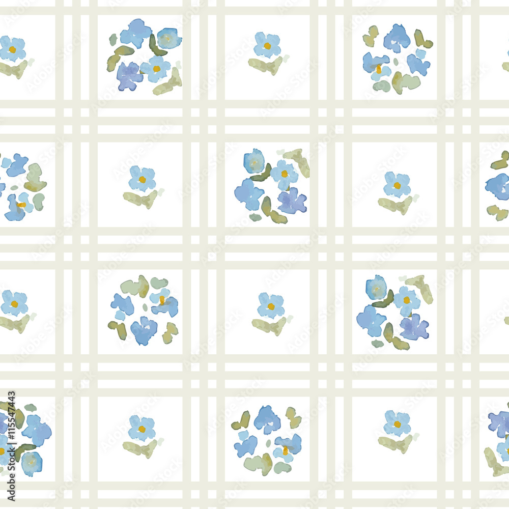 english floral pattern with cross stripes. vector floral vintage wallpaper