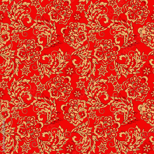 ethnic flowers seamless vector pattern