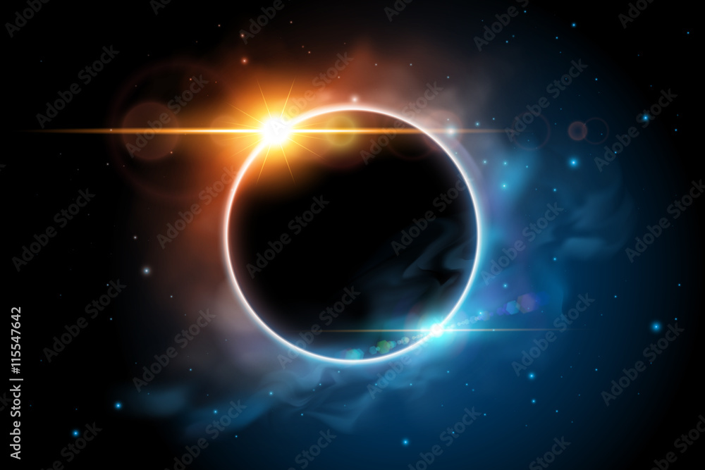 Fototapeta premium Space with planet illustration