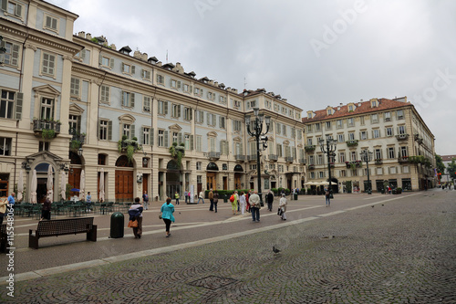 The unusual architecture of the Italian city of Torino a cloudy day