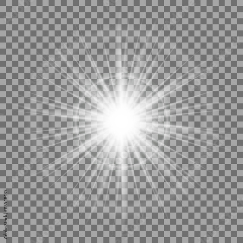 Glowing light sparkle on transparent background. Lens flare effect. Vector.