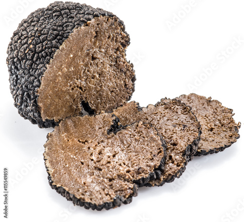 Black truffles isolated on a white background.