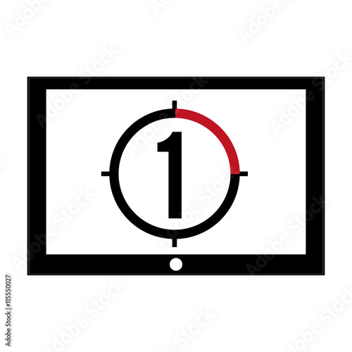 flat design film leader countdown icon vector illustration