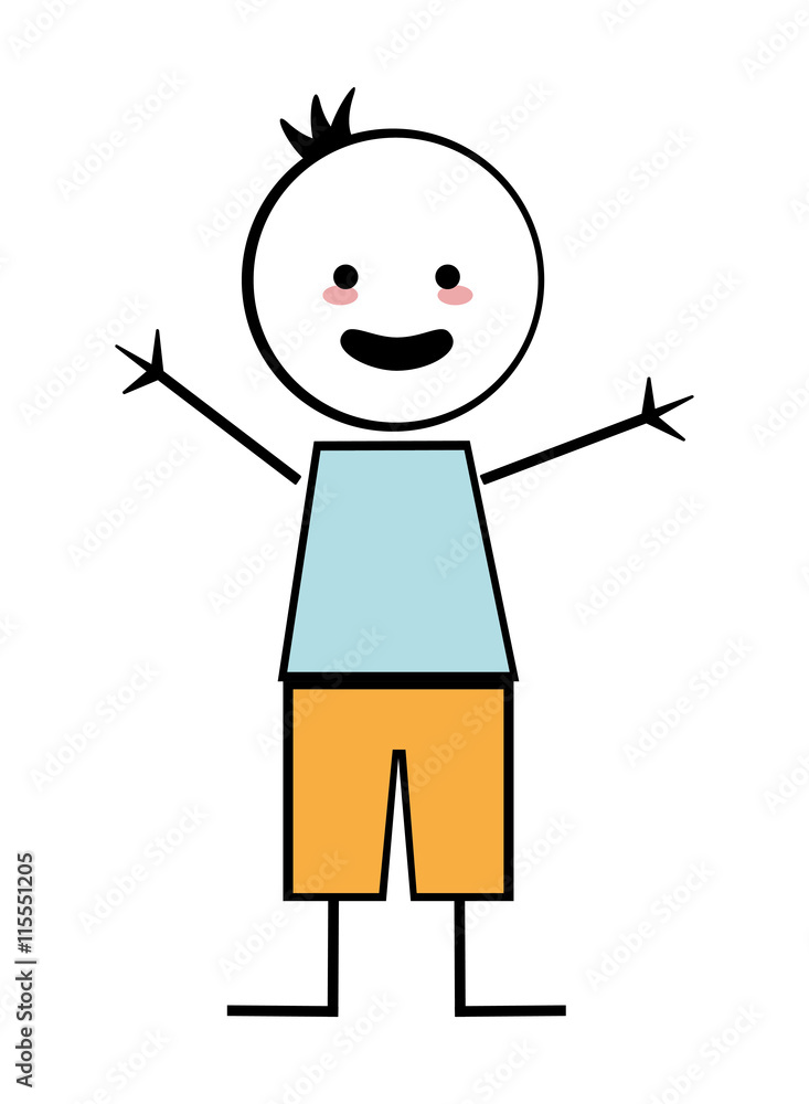 flat design happy boy with arms open icon vector illustration stick figure flat design happy boy with arms open icon vector illustration stick figure