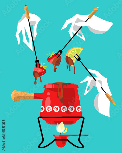 Chocolate fondue. Traditional food.