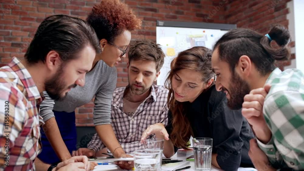 Colleagues discussing new ideas at business meeting. Slow motion. Colleagues discussing new ideas at business meeting. Slow motion.