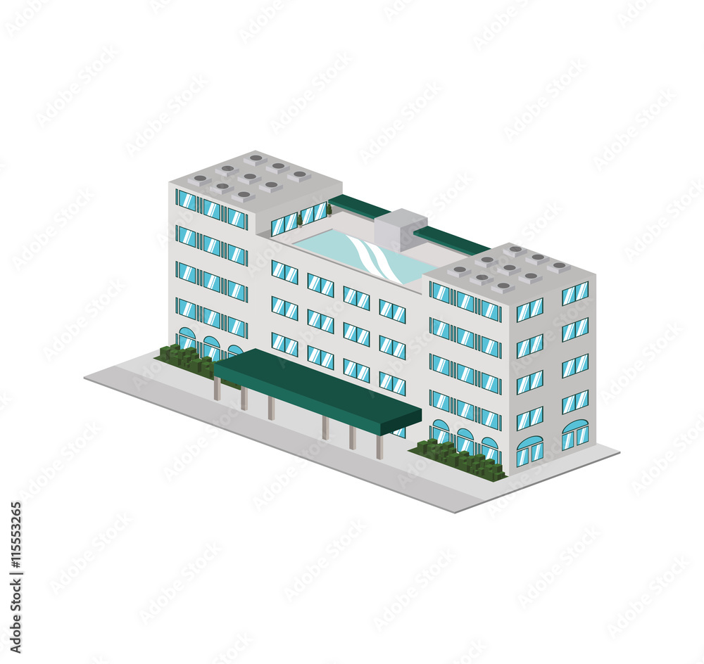 Hotel concept represented by building icon. Isolated and flat illustration Hotel concept represented by building icon. Isolated and flat illustration