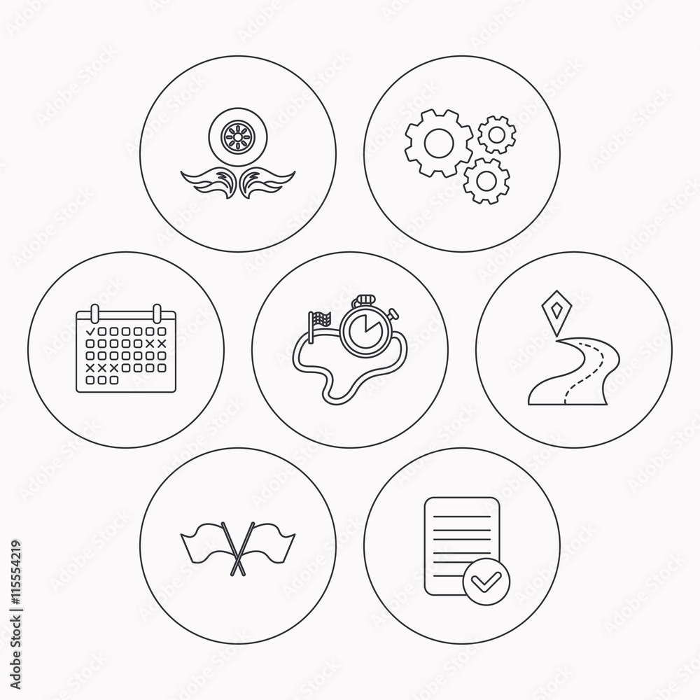 Race flags, timer and destination pointer icons. Race flags, timer and destination pointer icons.