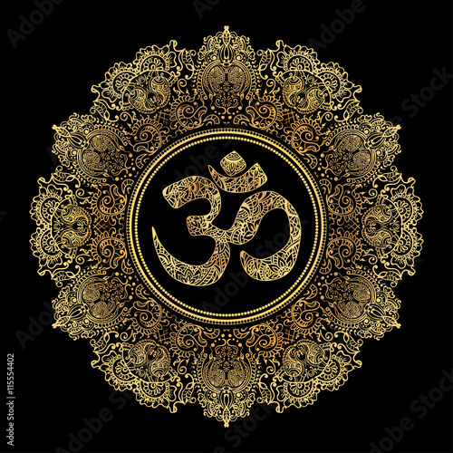 golden OM mandala