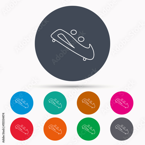 Bobsleigh icon. Two-seater bobsled sign.