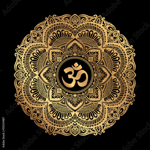 golden OM mandala