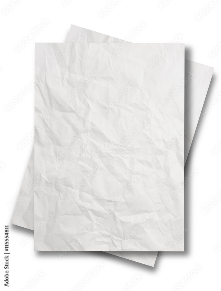 White crumpled paper isolated White crumpled paper isolated