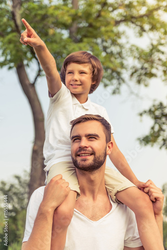 Dad and son resting outdoors