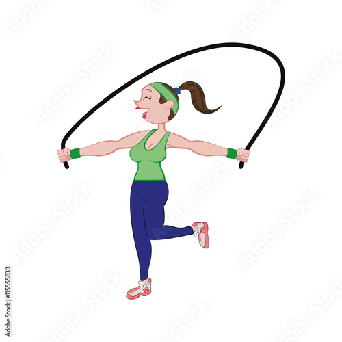 Bodybuilding concept represented by woman cartoon icon. Isolated and flat illustration 
