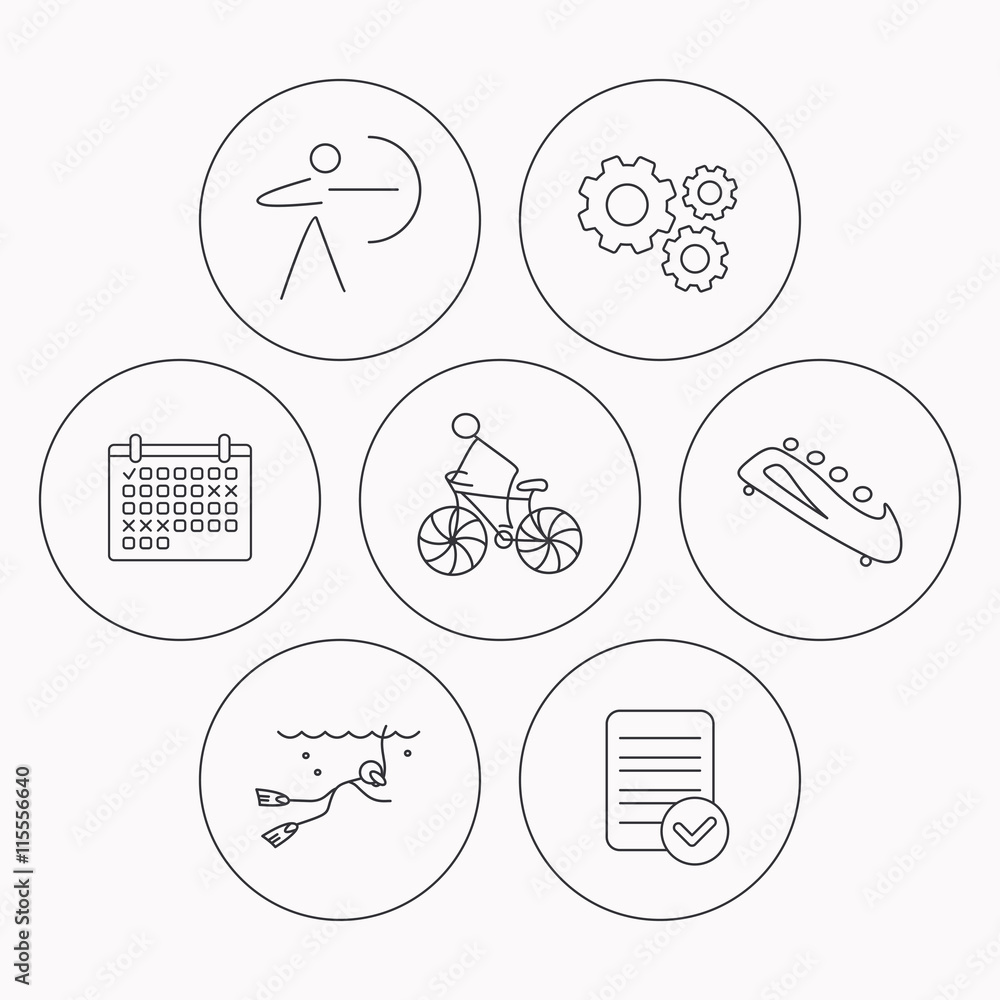 Diving, biking and archery icons. Diving, biking and archery icons.
