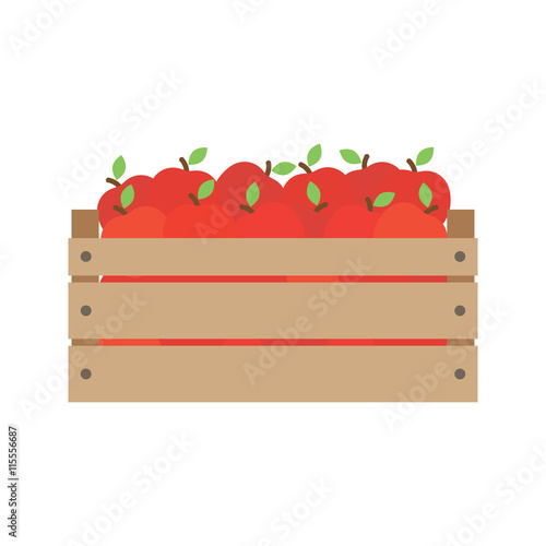 box with fresh red apples.