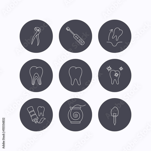 Tooth extraction, electric toothbrush icons.