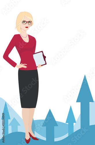 Political strategist on a white background.  Specialist in public relations,  coordinator, PR Manager and etc.  Isolated vector illustration. Vertical location.