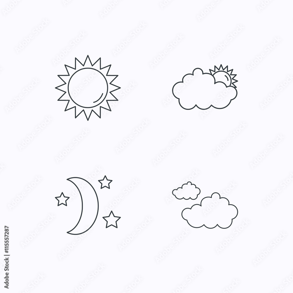 Weather, sun and cloudy icons.
