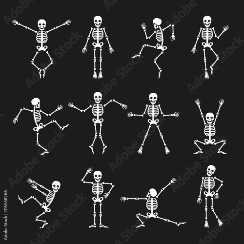 Skeleton dance. Funny dancing skeleton vector illustration photo